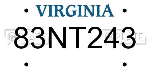 83NT243 Virginia License Plate