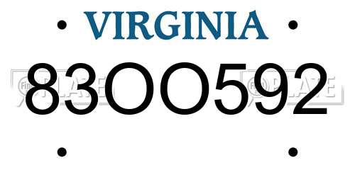 83OO592 Virginia License Plate
