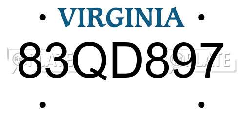 83QD897 Virginia License Plate