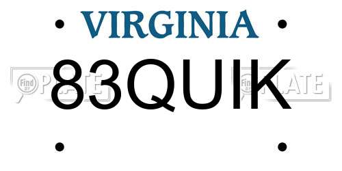 83QUIK Virginia License Plate