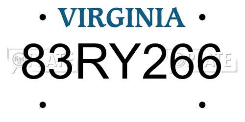 83RY266 Virginia License Plate