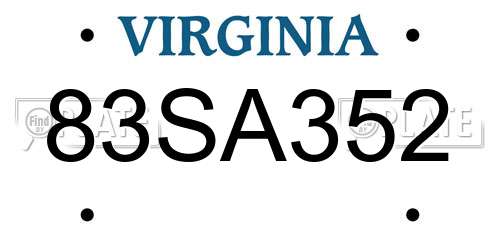 83SA352 Virginia License Plate
