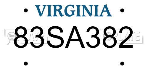 83SA382 Virginia License Plate