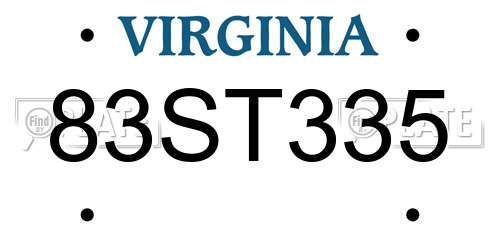 83ST335 Virginia License Plate