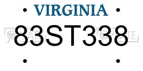 83ST338 Virginia License Plate