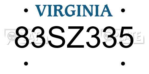 83SZ335 Virginia License Plate