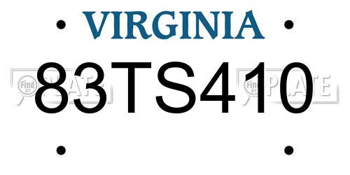 83TS410 Virginia License Plate