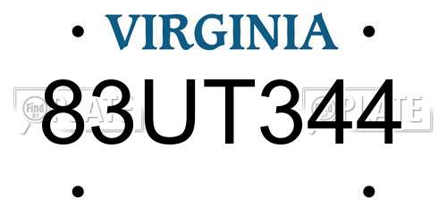 83UT344 Virginia License Plate
