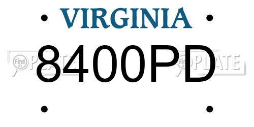 8400PD Virginia License Plate