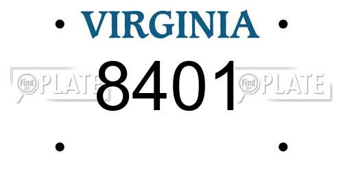 8401 Virginia License Plate