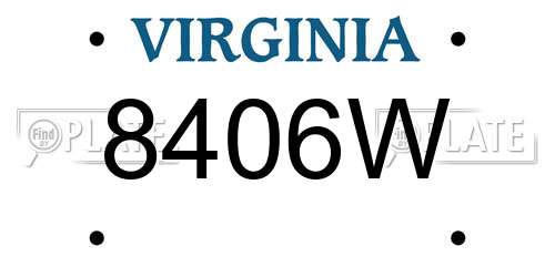8406W Virginia License Plate