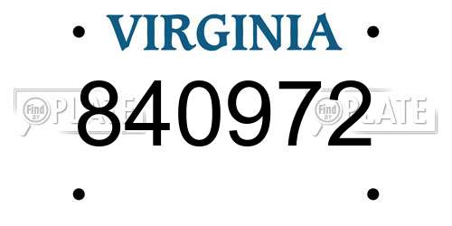 840972 Virginia License Plate