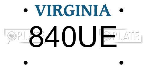 840UE Virginia License Plate