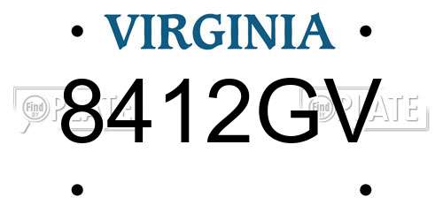 8412GV Virginia License Plate