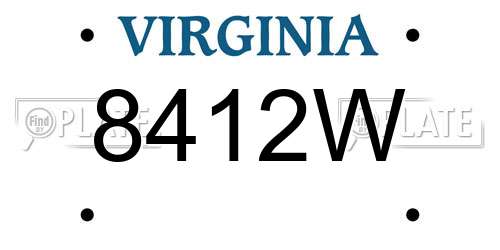 8412W Virginia License Plate