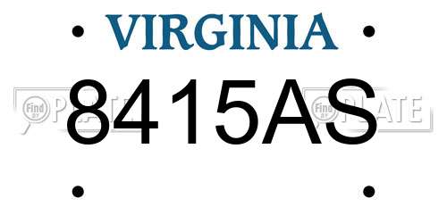 8415AS Virginia License Plate