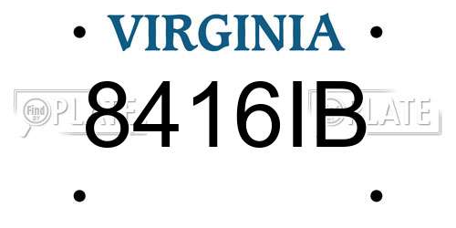 8416IB Virginia License Plate