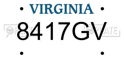 8417GV Virginia License Plate