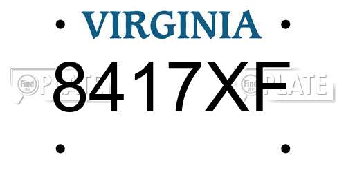 8417XF Virginia License Plate