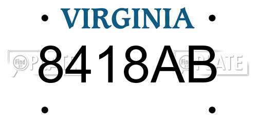 8418AB Virginia License Plate
