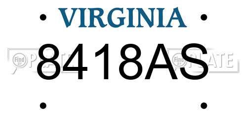 8418AS Virginia License Plate