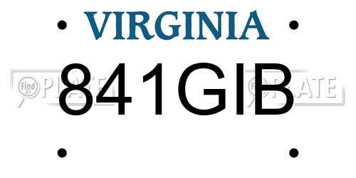 841GIB Virginia License Plate