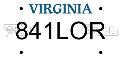 841LOR Virginia License Plate