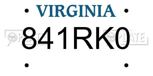 841RK0 Virginia License Plate