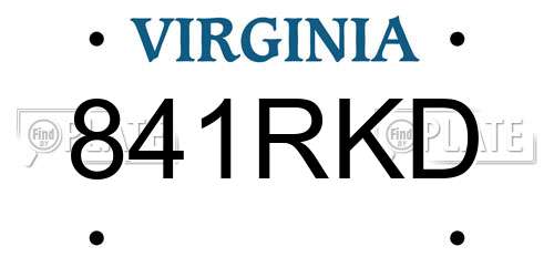 841RKD Virginia License Plate