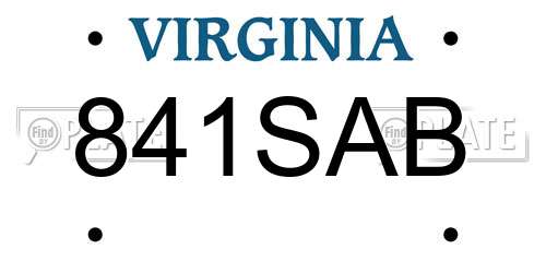 841SAB Virginia License Plate
