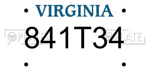 841T34 Virginia License Plate