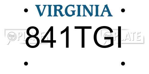 841TGI Virginia License Plate