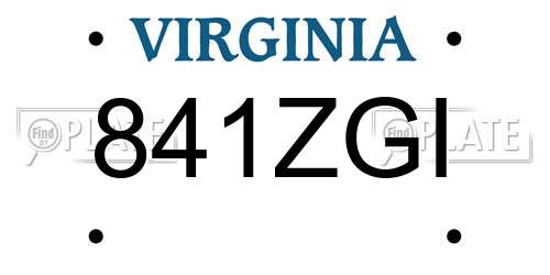 841ZGI Virginia License Plate