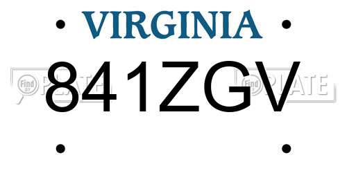 841ZGV Virginia License Plate