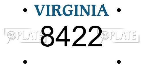 8422 Virginia License Plate