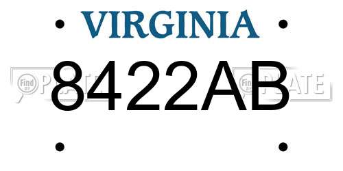 8422AB Virginia License Plate
