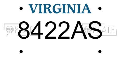 8422AS Virginia License Plate