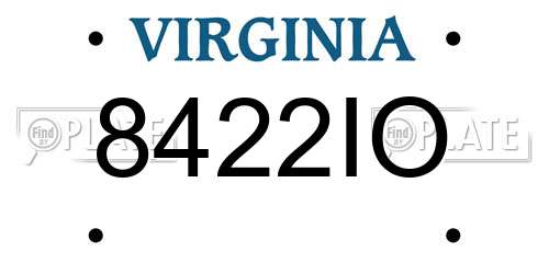 8422IO Virginia License Plate