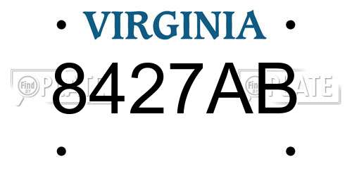 8427AB Virginia License Plate