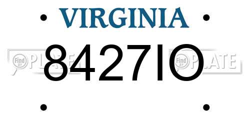 8427IO Virginia License Plate