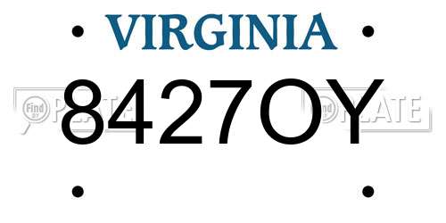 8427OY Virginia License Plate