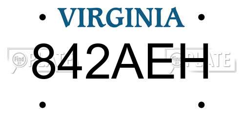842AEH Virginia License Plate