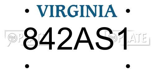 842AS1 Virginia License Plate