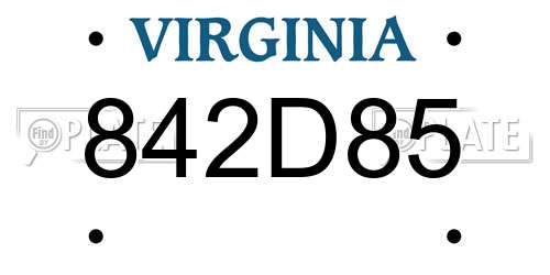 842D85 Virginia License Plate
