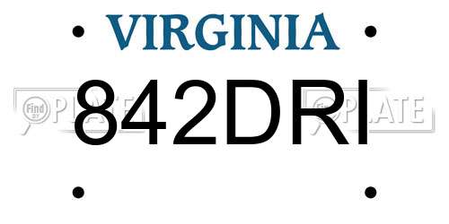 842DRI Virginia License Plate