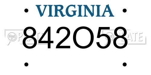 842O58 Virginia License Plate