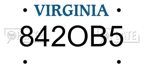 842OB5 Virginia License Plate