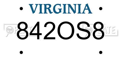 842OS8 Virginia License Plate