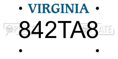 842TA8 Virginia License Plate