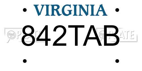 842TAB Virginia License Plate